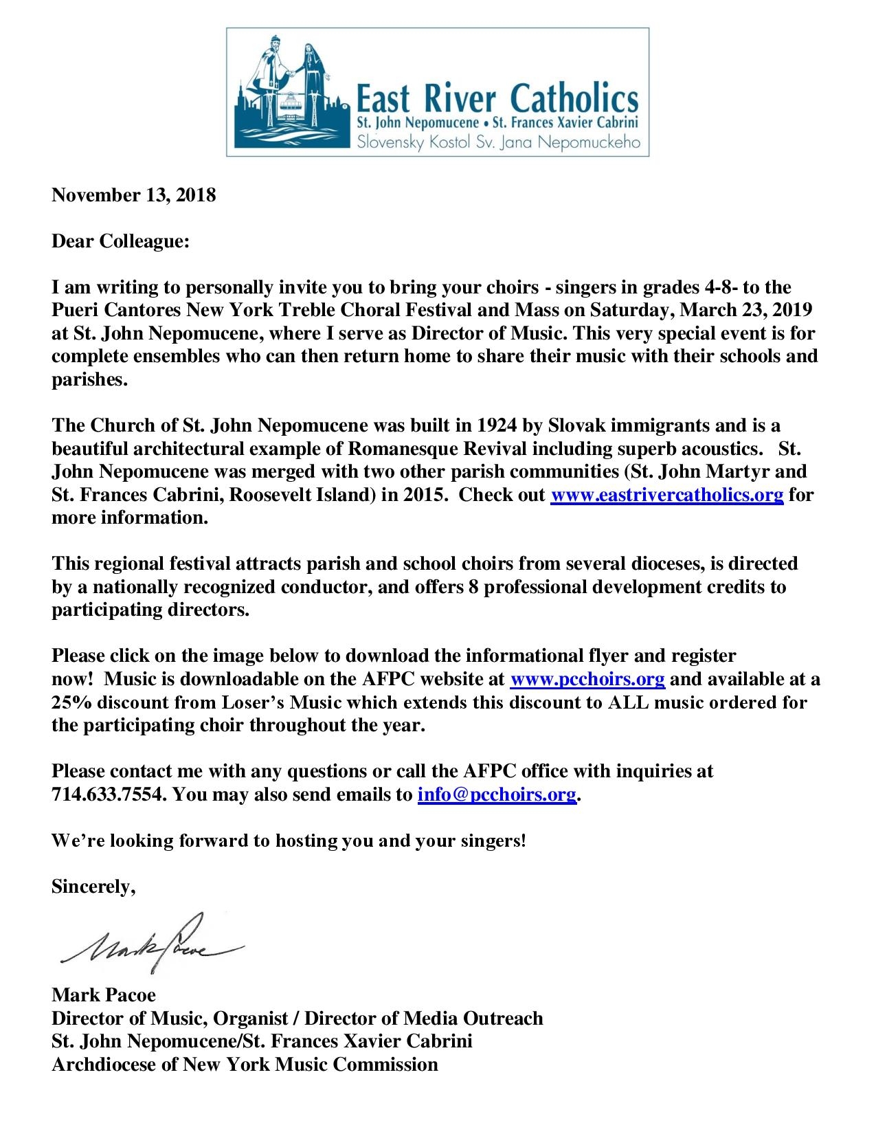 Church Choir Invitation Letter